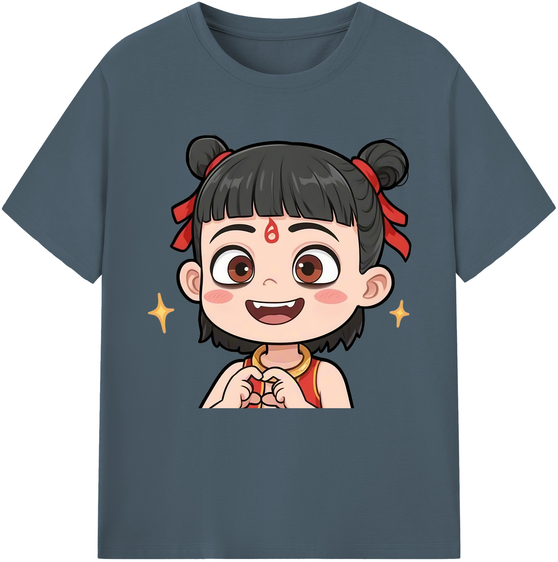 （画像用） Ne Zha 2 ナタ 魔童の大暴れ 綿100％半袖Tシャツ（フロントプリント）